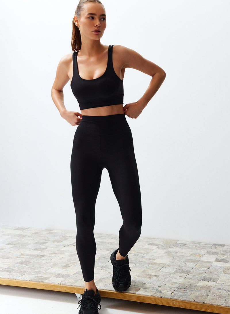 trendyol Black Brushed Recovery Matte and Soft Fabric Full Length Knitted Sports Leggings - Image 1