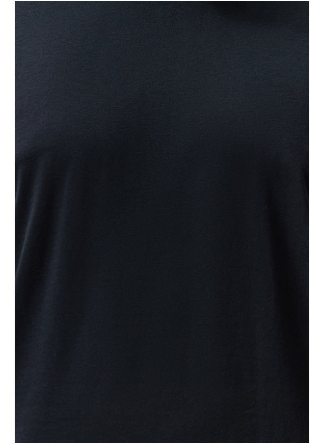 Plus Size Black Regular/Regular Fit Comfortable Basic 100% Cotton T-Shirt TMNSS23TS00134
