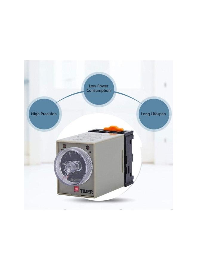 Generic - Timer Relay, Delay ON Time Relay, AH3-3 AC 110V 0-10 Seconds Knob Control Timer Relay Delay ON Time Relay with Base AC 110V - Image 1