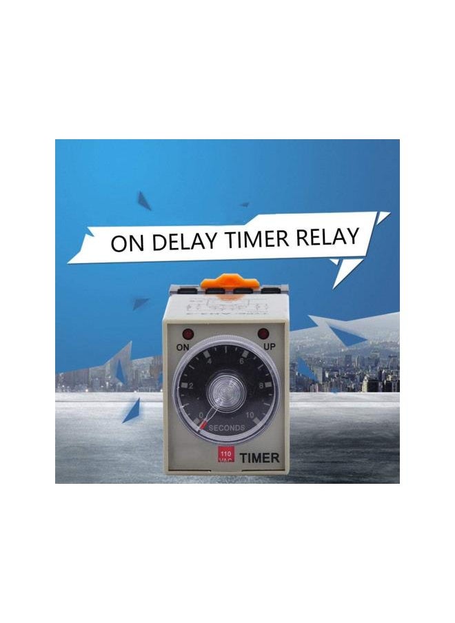 Generic - Timer Relay, Delay ON Time Relay, AH3-3 AC 110V 0-10 Seconds Knob Control Timer Relay Delay ON Time Relay with Base AC 110V - Image 1