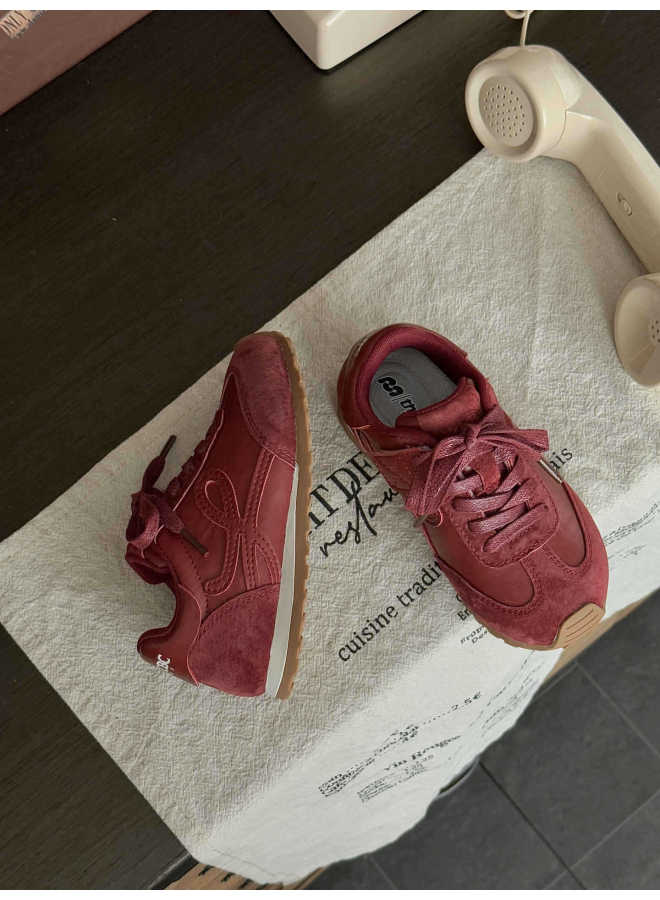 Xshx Little Rod Training｜boys And Girls Autumn And Winter Retro Sports Functional Thin-soled Velcro Leather Casual Star Style