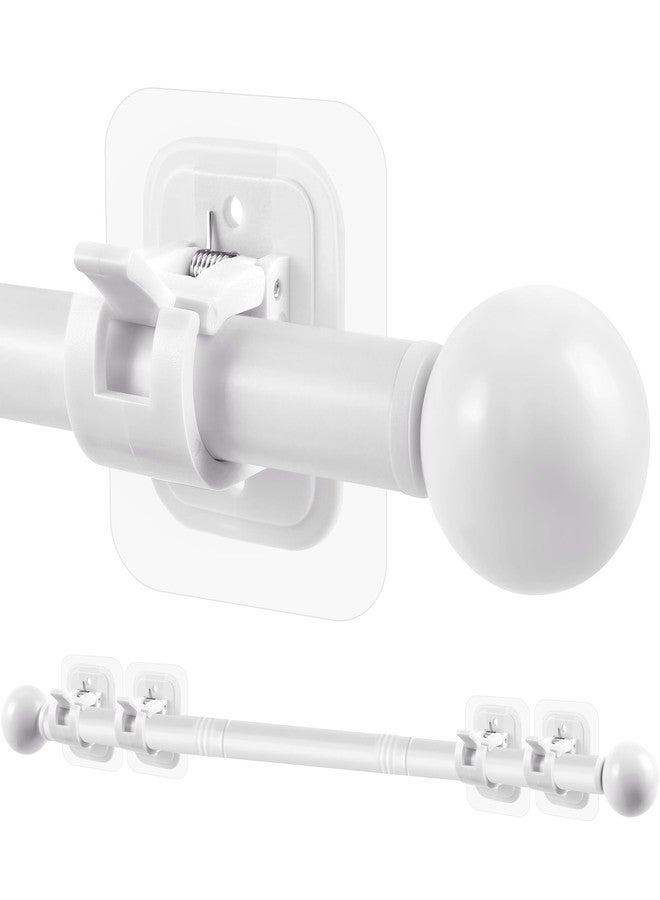 Tidisort Curtain Rods No Drilling for Windows Set 32 to 48 Inch,5/8 Inch Diameter Drapey Pole with No Drill Curtain Rod Brackets,Renter Friendly Cortineros Para Ventanas with Adhesive Holder Hook (White) - Image 1