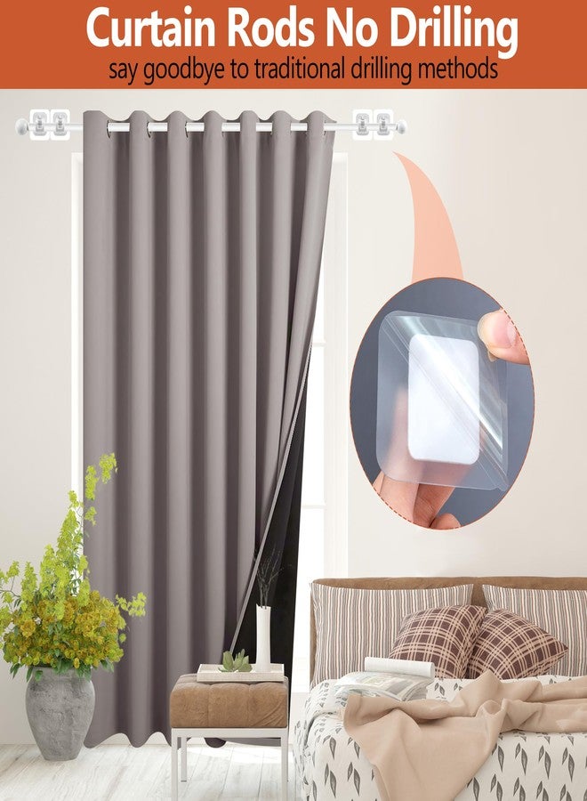 Tidisort Curtain Rods No Drilling for Windows Set 32 to 48 Inch,5/8 Inch Diameter Drapey Pole with No Drill Curtain Rod Brackets,Renter Friendly Cortineros Para Ventanas with Adhesive Holder Hook (White) - Image 2