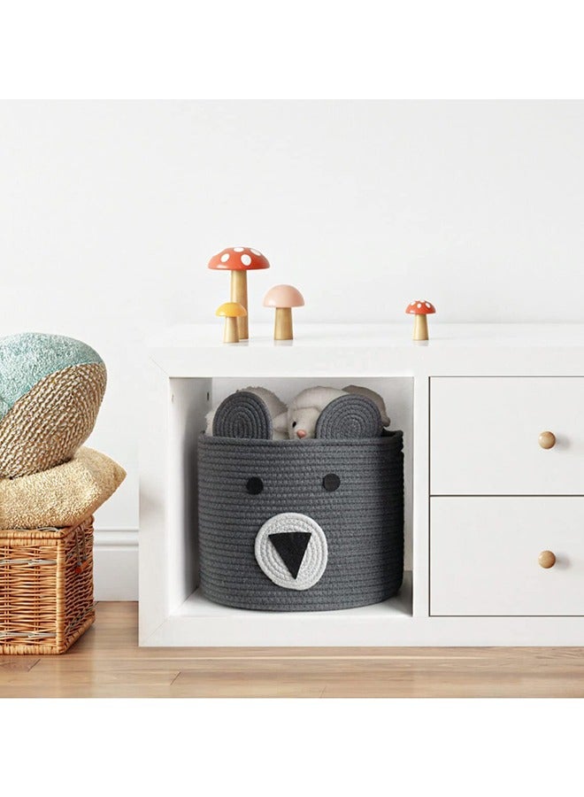 MIXDE Extra Large Decorative Woven Cotton Rope Basket, Laundry Basket, Blanket Basket, Baby and Dog Toy Storage Baskets Bin, Kid Laundry Hamper, Towel Basket, Light Brown 30cm*25cm,grey  - Image 3