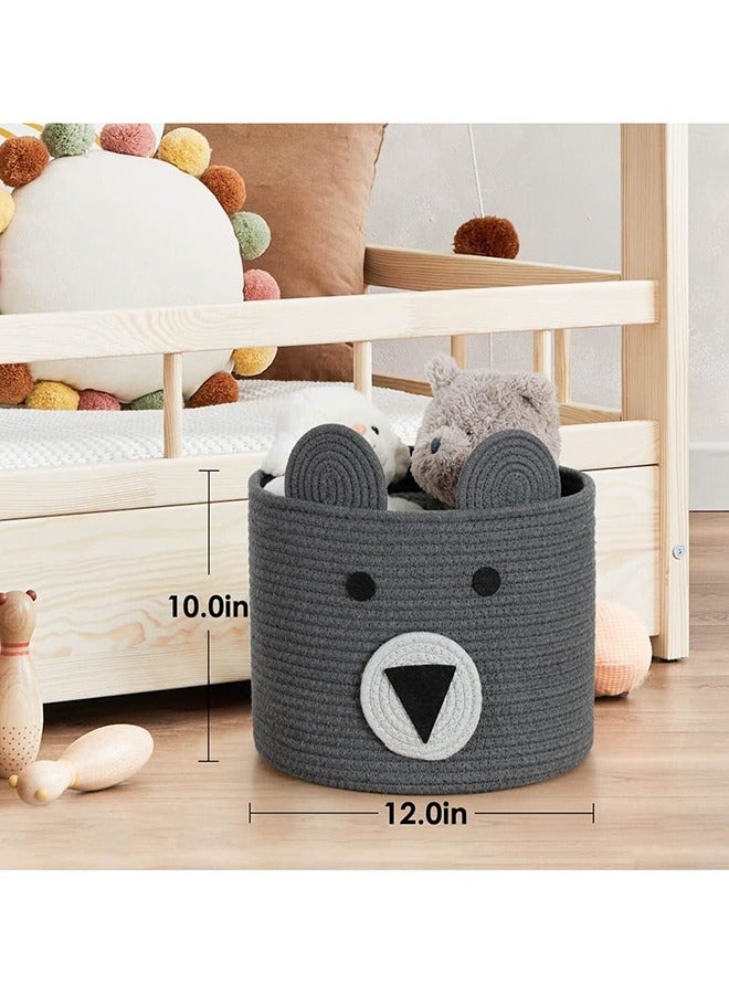 MIXDE Extra Large Decorative Woven Cotton Rope Basket, Laundry Basket, Blanket Basket, Baby and Dog Toy Storage Baskets Bin, Kid Laundry Hamper, Towel Basket, Light Brown 30cm*25cm,grey  - Image 4