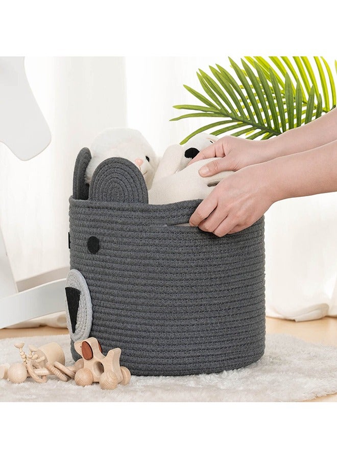 MIXDE Extra Large Decorative Woven Cotton Rope Basket, Laundry Basket, Blanket Basket, Baby and Dog Toy Storage Baskets Bin, Kid Laundry Hamper, Towel Basket, Light Brown 30cm*25cm,grey  - Image 5