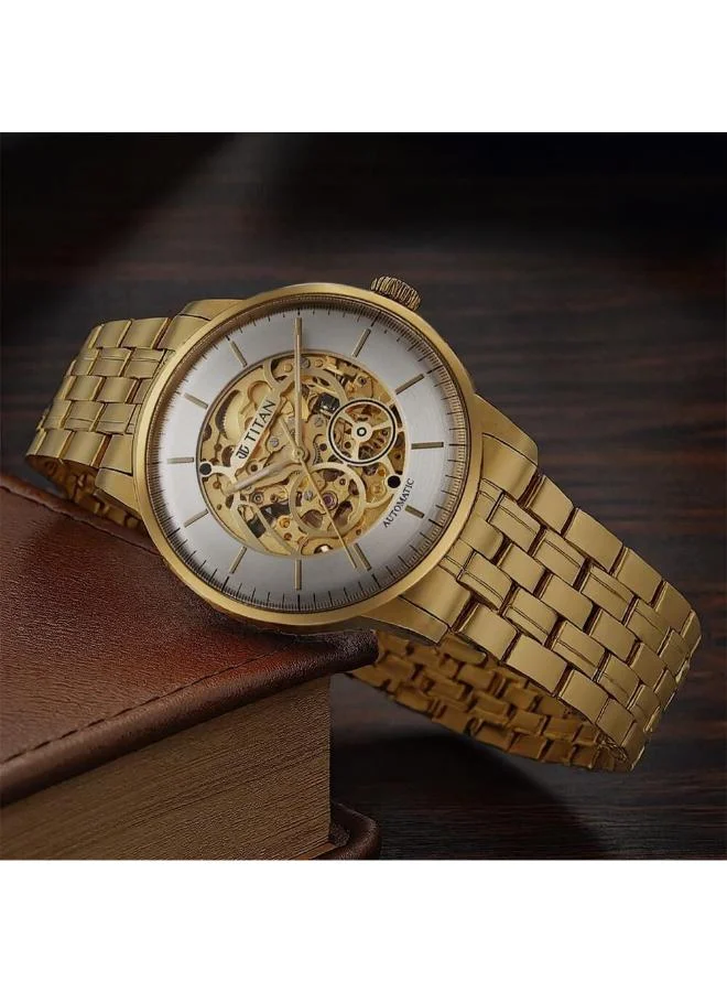 تيتان Men's Stainless Steel Automatic Watch 90110YM01 - 44 mm