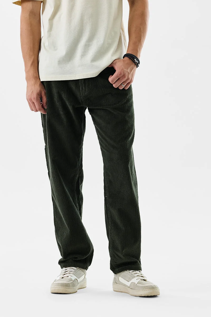 SNITCH Dark Green Textured Relaxed Streetwear Cargo