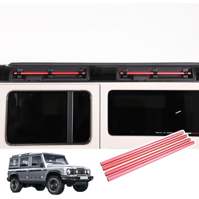 rayihni Car Roof Rack Compatible with Ineos Grenadier 2020-2024 Aluminum Alloy Roof Side Luggage Mounting Tube Roof Baggage Tie-Downs Luggage Mounting Bracket 4PCS (Red) - Image 2