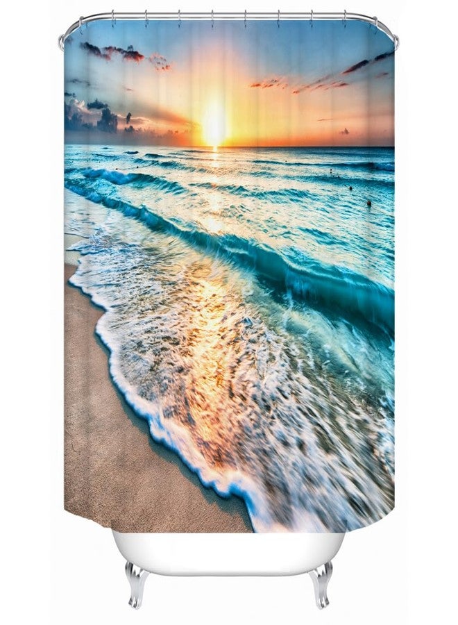 LYFANS The Bathroom Has a Sunset Beach Shower Curtain and The Tub Has a Luxurious Standard Shower Curtains. Waterproof Washable Fabric Shower Curtain (72x83) in，with 12 White Hooks. - Image 4