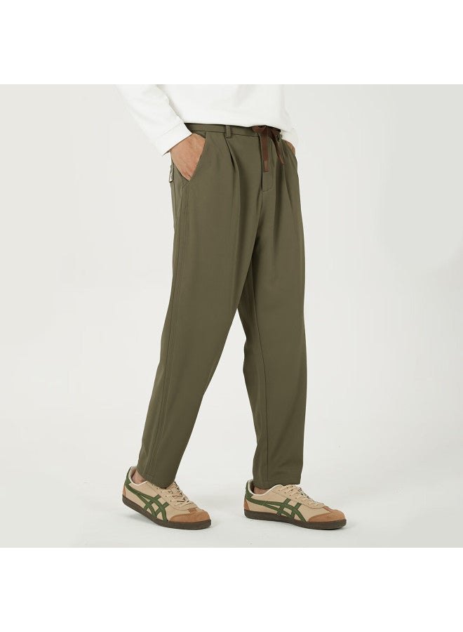 Markless Men's Casual Pants Autumn Winter Smooth Easy-care Smart Pants Four-way Stretch Versatile Simple Trousers 4855 Apricot Green 34 - Image 1