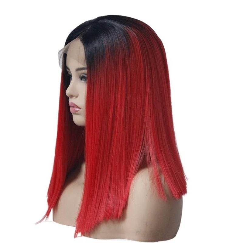 13x3 Lace Long Straight Ombre Red Wigs, Synthetic Wear and Go Glueless Wig for Women for Women with Thinning Hair(24inch) - Image 2