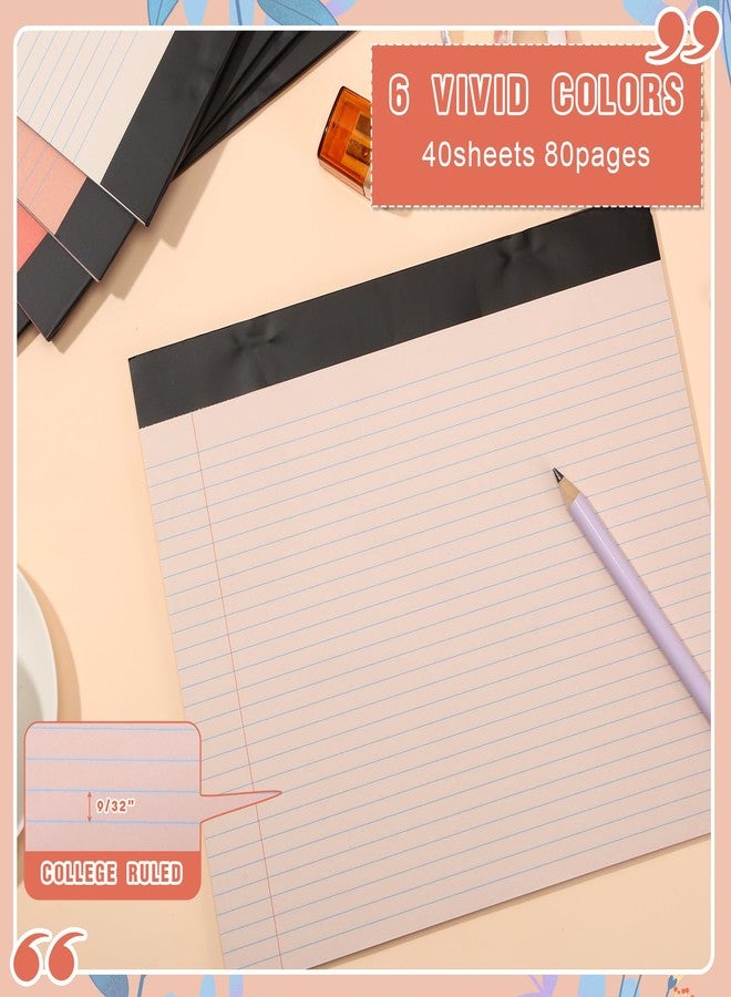 Lincia 11" x 9.5" Legal Pads College Ruled Notepad Landscape Notebook Horizontal Lined Notebook 80 GSM Assorted Colors Paper Pastel Writing Pads for School Office, 40 Sheet(Gradient Orange,6 Pads) - Image 3