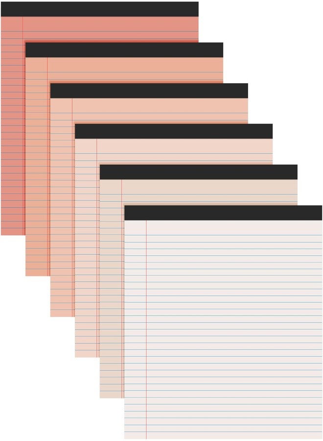 Lincia 11" x 9.5" Legal Pads College Ruled Notepad Landscape Notebook Horizontal Lined Notebook 80 GSM Assorted Colors Paper Pastel Writing Pads for School Office, 40 Sheet(Gradient Orange,6 Pads) - Image 1