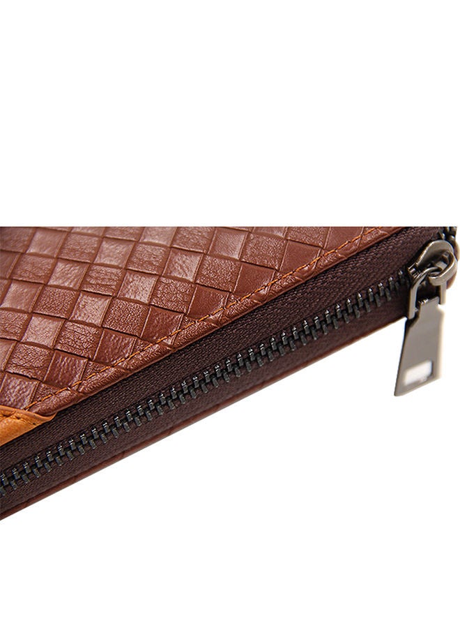 MenBense Classic Braid PU Leather Large Capacity Men Long Wallet Zipper Card Holder Phone Bag for Shopping Business Money Bag 20*10.5*2.5cm - Image 4