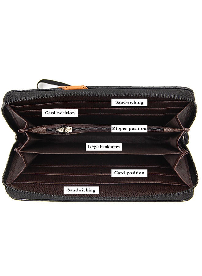 MenBense Classic Braid PU Leather Large Capacity Men Long Wallet Zipper Card Holder Phone Bag for Shopping Business Money Bag 20*10.5*2.5cm - Image 3