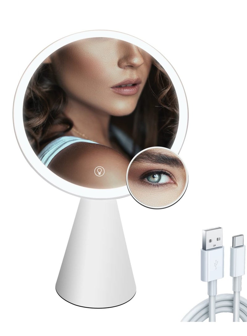 Portable LED Magnifying Makeup Mirror with Rechargeable Battery - Perfect for Travel and Daily Use - Image 1