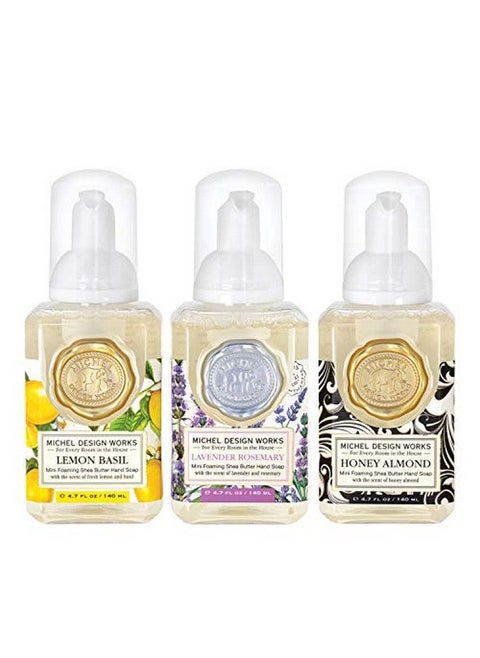 Mini Foaming Soap 3Pack Set (Lavender Rosemary Lemon Basil Honey Almond)
