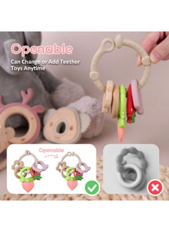 Baby Teething Ring(6 Pack) Multi Use Baby Toy Ring Attach Toys & Teethers To Stroller Car Seat & Moresofttextured Sensory Chew Rings & Wood Teether Soothe Babies Gums For Infantkhaki - pzsku/Z2B5C8A5AF7F6EA0D7854Z/45/_/1698906093/a2fb907c-ec90-48d4-9e3b-ee6bc1a7875a