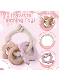 Baby Teething Ring(6 Pack) Multi Use Baby Toy Ring Attach Toys & Teethers To Stroller Car Seat & Moresofttextured Sensory Chew Rings & Wood Teether Soothe Babies Gums For Infantkhaki - pzsku/Z2B5C8A5AF7F6EA0D7854Z/45/_/1698906095/a620ba3c-aa9d-4359-a0fc-8b12cc4981c8