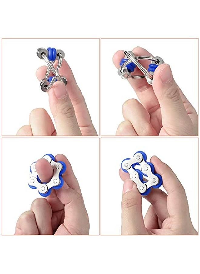 Hicarer - 12 Pieces Six Roller Chain Fidget And Key Flippy Chain Stress Reducers Flippy Chain Fidget Toy Set For Teens And Adults Autism Anxiety Relief Multiple Colors - Image 1