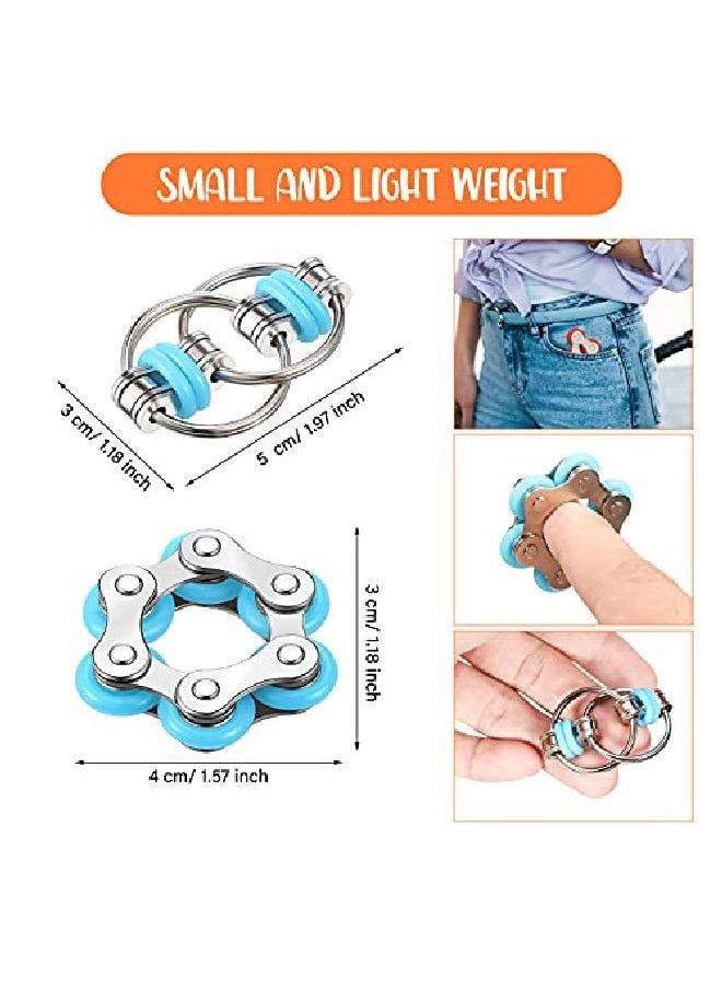 Hicarer - 12 Pieces Six Roller Chain Fidget And Key Flippy Chain Stress Reducers Flippy Chain Fidget Toy Set For Teens And Adults Autism Anxiety Relief Multiple Colors - Image 1