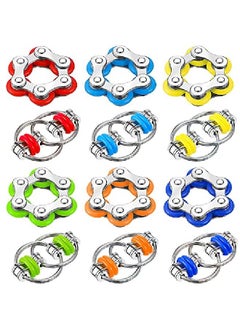 12 Pieces Six Roller Chain Fidget And Key Flippy Chain Stress Reducers Flippy Chain Fidget Toy Set For Teens And Adults Autism Anxiety Relief Multiple Colors