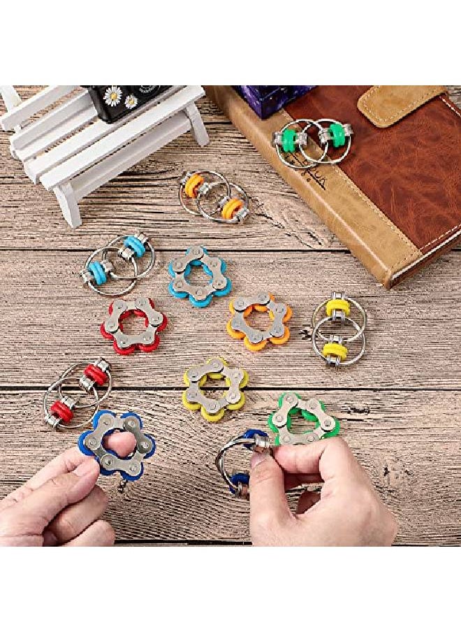 Hicarer - 12 Pieces Six Roller Chain Fidget And Key Flippy Chain Stress Reducers Flippy Chain Fidget Toy Set For Teens And Adults Autism Anxiety Relief Multiple Colors - Image 1