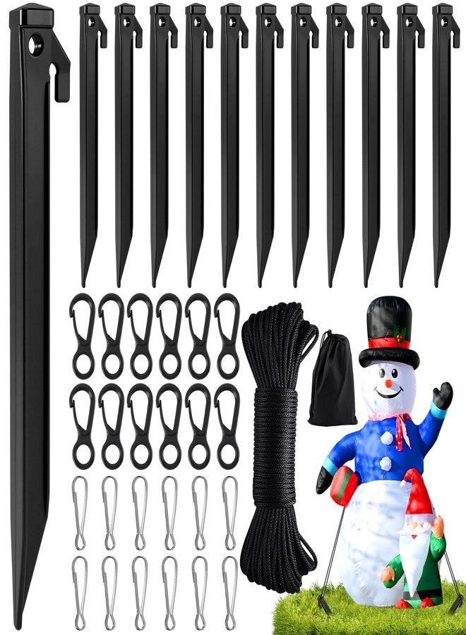 Fabulas Inflatable Stakes Set, 12 Pcs 8.5’’ Heavy Duty Plastic Tent Yard Stakes with Ropes and Hooks Inflatable Accessories Replacement for Christmas Halloween Garden Lawn Holiday Outdoor Decorations - Image 1
