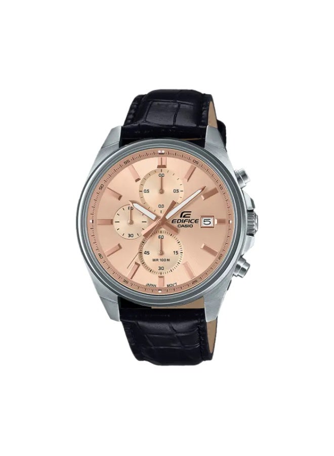 CASIO Edifice Genuine Leather Standard Chronograph Men Watch EFV-610EL-5AUDF - Image 1