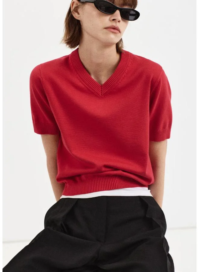 Mango V-Neck Knit Sweater