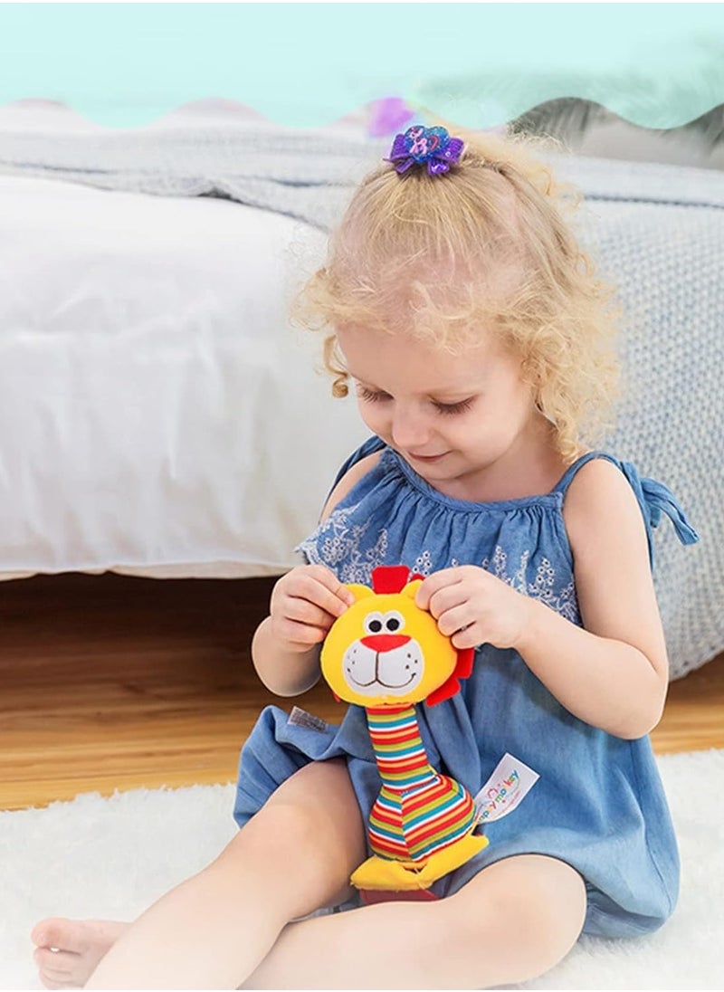 happy monkey - Small Baby Toys for Boys and Girls, Infant Newborn Toddler Children Toys, Soft Plush Toys, Baby Teethers, Stuffed Animal Lion Toy 6 month 1 Year Kids Gifts - Image 1