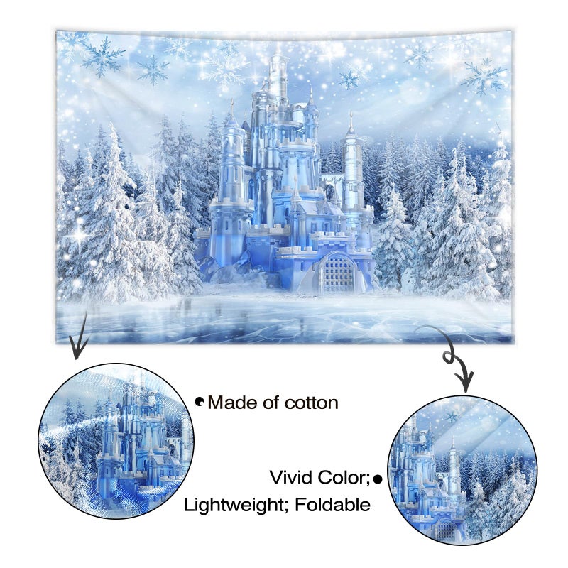 Mocsicka Winter Frozen Wonderland Backdrop Wonderland Party Decorations Crystal Ice Castle Photography Background for Kids Photo Studio Props - Image 5