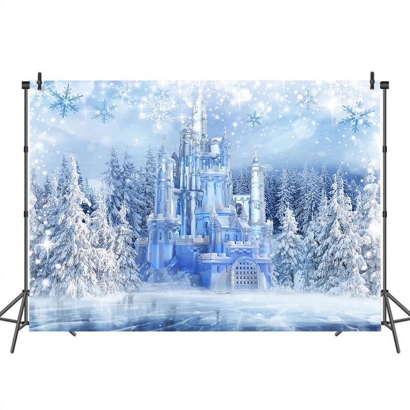 Mocsicka Winter Frozen Wonderland Backdrop Wonderland Party Decorations Crystal Ice Castle Photography Background for Kids Photo Studio Props - Image 3