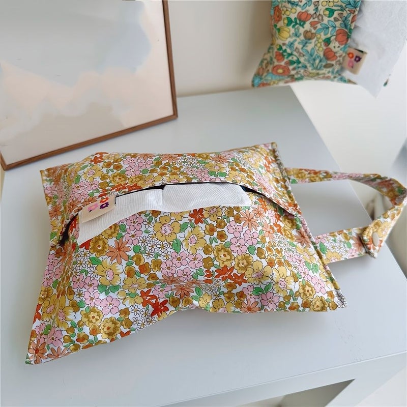 Yellow Floral Print Multi Functional Tissue Box for Home Car - Image 2