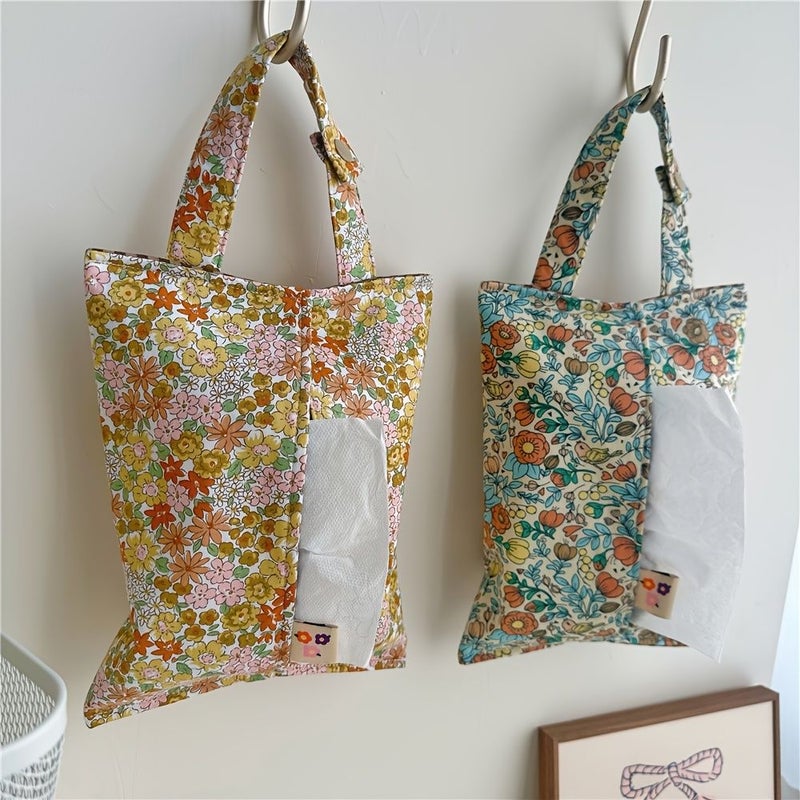 Yellow Floral Print Multi Functional Tissue Box for Home Car - Image 3