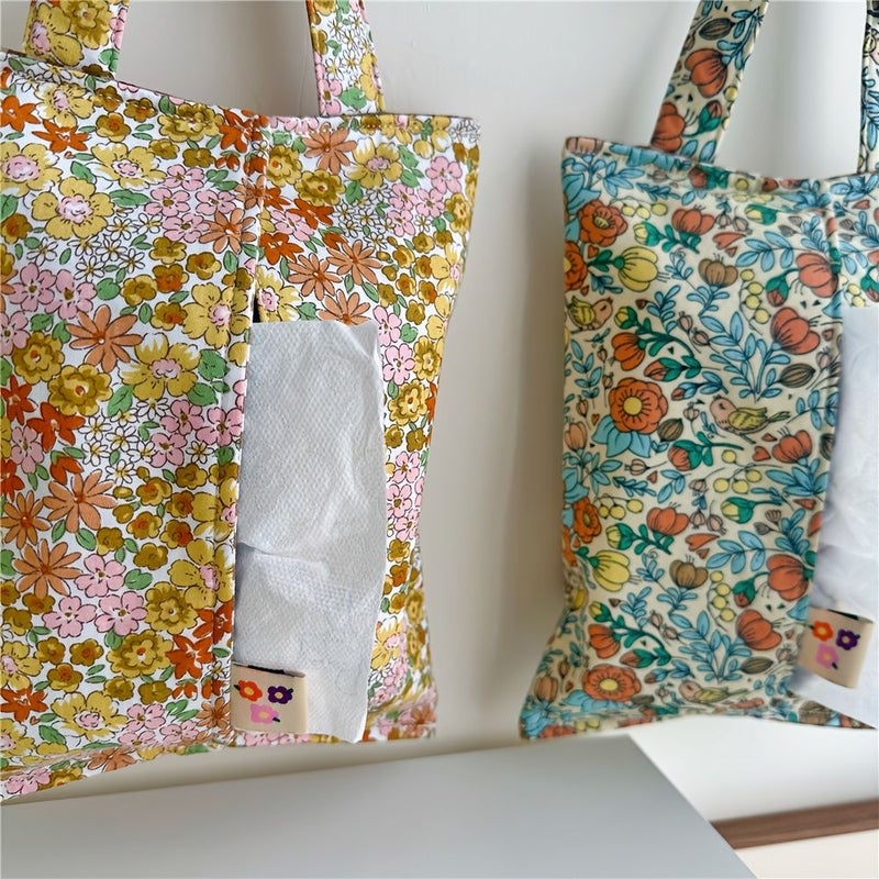 Yellow Floral Print Multi Functional Tissue Box for Home Car - Image 5
