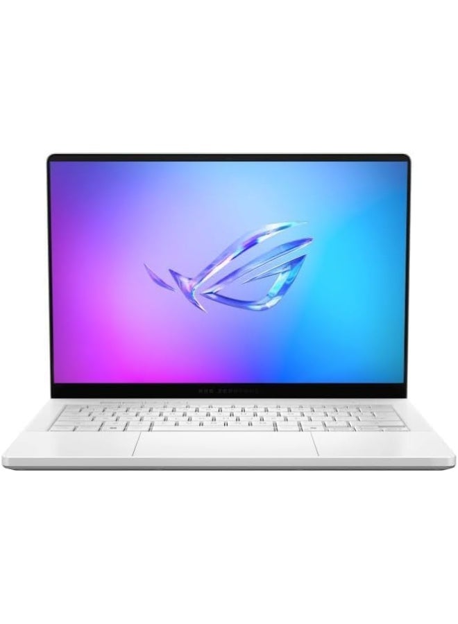 أسوس ROG Zephyrus G14 Gaming Laptop -  AMD Ryzen AI 9 HX 370, 32GB, 4TB, 14 Inch OLED 3K 120Hz, GeForce RTX 5080 16GB, Wi-Fi 7, Windows 11 Home, English Platinum White - Image 1