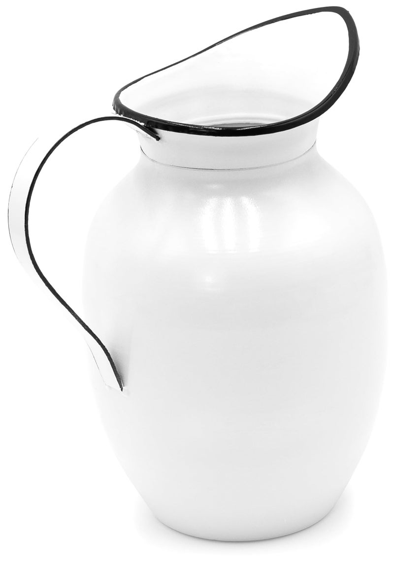 Red Co. 9.5â€ Decorative Vintage Metal Centerpiece Flower Vase with Handle, White/Black Rim - Image 3