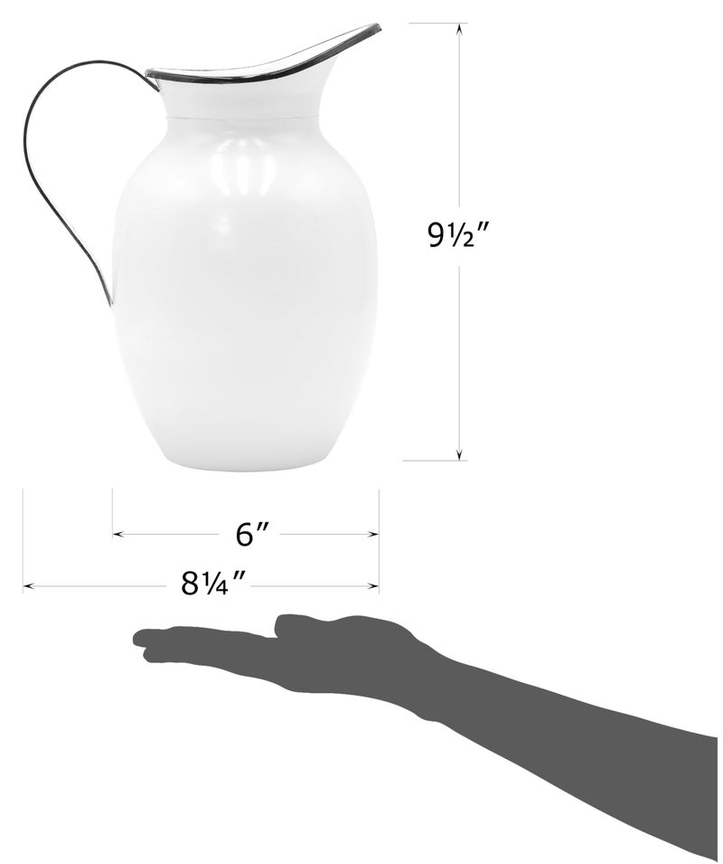Red Co. 9.5â€ Decorative Vintage Metal Centerpiece Flower Vase with Handle, White/Black Rim - Image 5