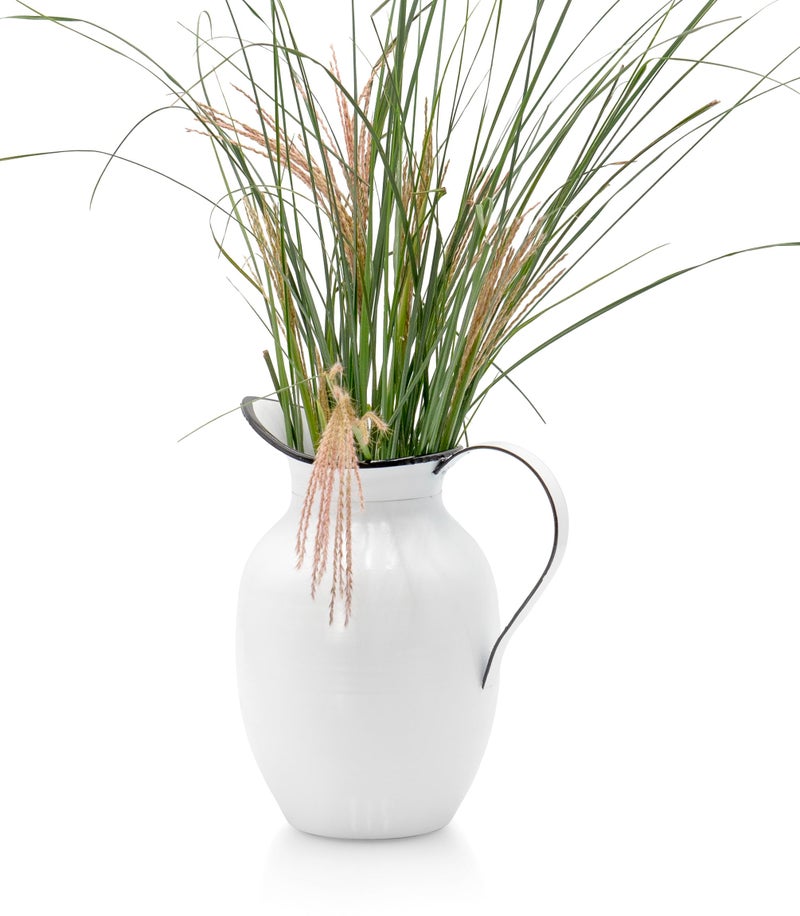 Red Co. 9.5â€ Decorative Vintage Metal Centerpiece Flower Vase with Handle, White/Black Rim - Image 4