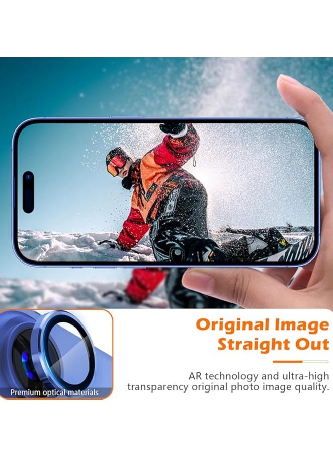 Generic - واقٍ عدسة الكاميرا متوافق لجهاز iPhone 16/iPhone 16 Plus، علبة نمط CD مع حلقة معدنية فردية وزجاج مقسى، تركيب سهل - أزرق عميق - Image 1