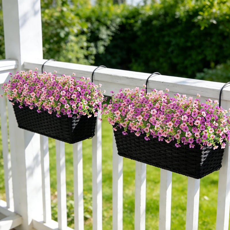 Ammyoo Artificial Fake Plants Flowers for Outdoor Spring Decor, 12 Bundles Faux Silk Mums for Planter Pot Colorful UV Resistant Look Real for Front Door Porch Patio Outside Yard(Purple Pink) - Image 5