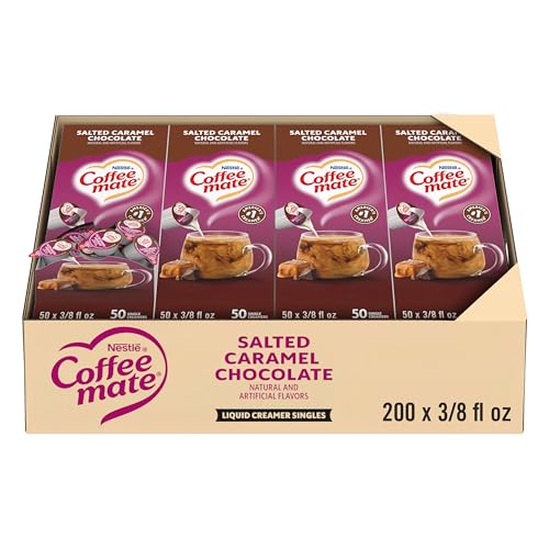 Coffee Mate Nestle Coffee mate Coffee Creamer, Salted Caramel Chocolate, Liquid Creamer Singles, Non Dairy, No Refrigeration, 0.375 fl oz Tubs (Pack of 200) - Image 1