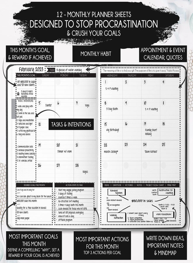 Freedom Mastery Life & Goal Planner - Undated Daily, Weekly & Monthly Organizer with Habit Tracker, Time Management Tools, and Productivity Journal for Personal Growth and Success - Image 4