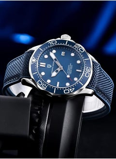 PAGANI DESIGN Men's Automatic Watches, Silver-Blue Dial, 60-Minute Scale, Stainless Steel Frame, Blue Nylon Strap PD1667  - Image 5