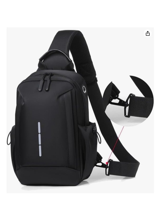 REBENUO Multipurpose Shoulder Backpack Adjustable Left or Right for Travel Hiking Cycling Black Color Model-905 - Image 1