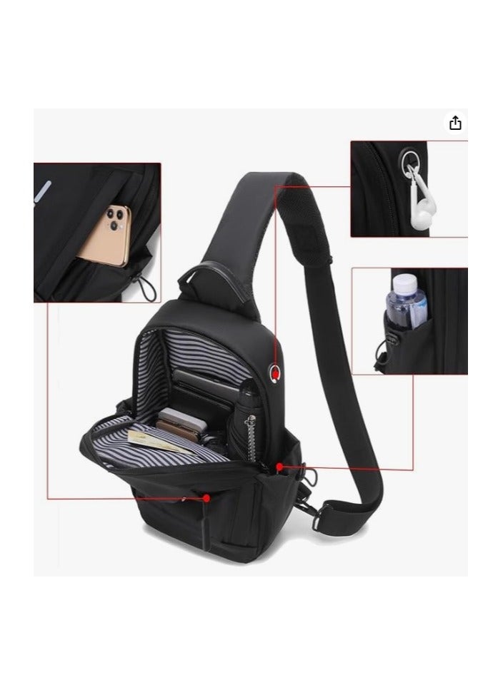 REBENUO Multipurpose Shoulder Backpack Adjustable Left or Right for Travel Hiking Cycling Black Color Model-905 - Image 4