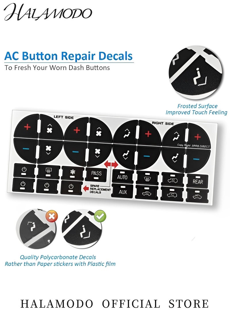 HALAMODO Car AC Dash Button Decal 31 Button Decal for Fixing Ruined Faded AC Control Buttons Car Interior Accessories Replacement Stickers for GM Vehicles & Cars & SUV Truck - Image 2