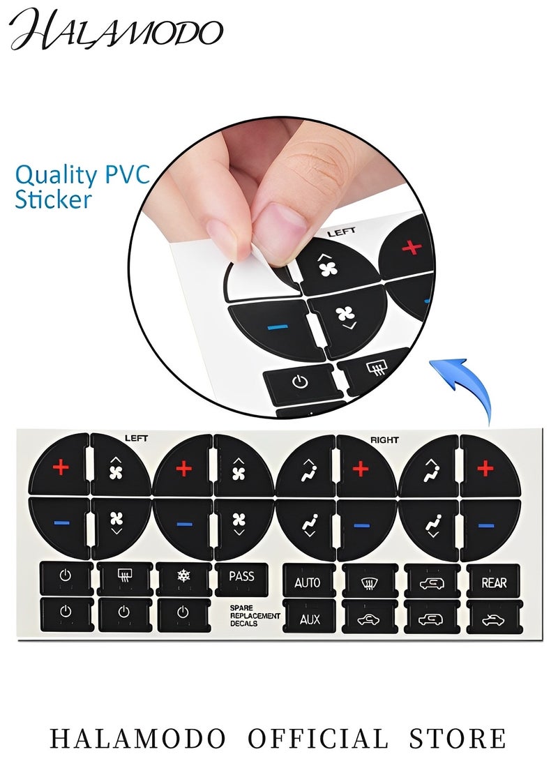 HALAMODO Car AC Dash Button Decal 31 Button Decal for Fixing Ruined Faded AC Control Buttons Car Interior Accessories Replacement Stickers for GM Vehicles & Cars & SUV Truck - Image 3